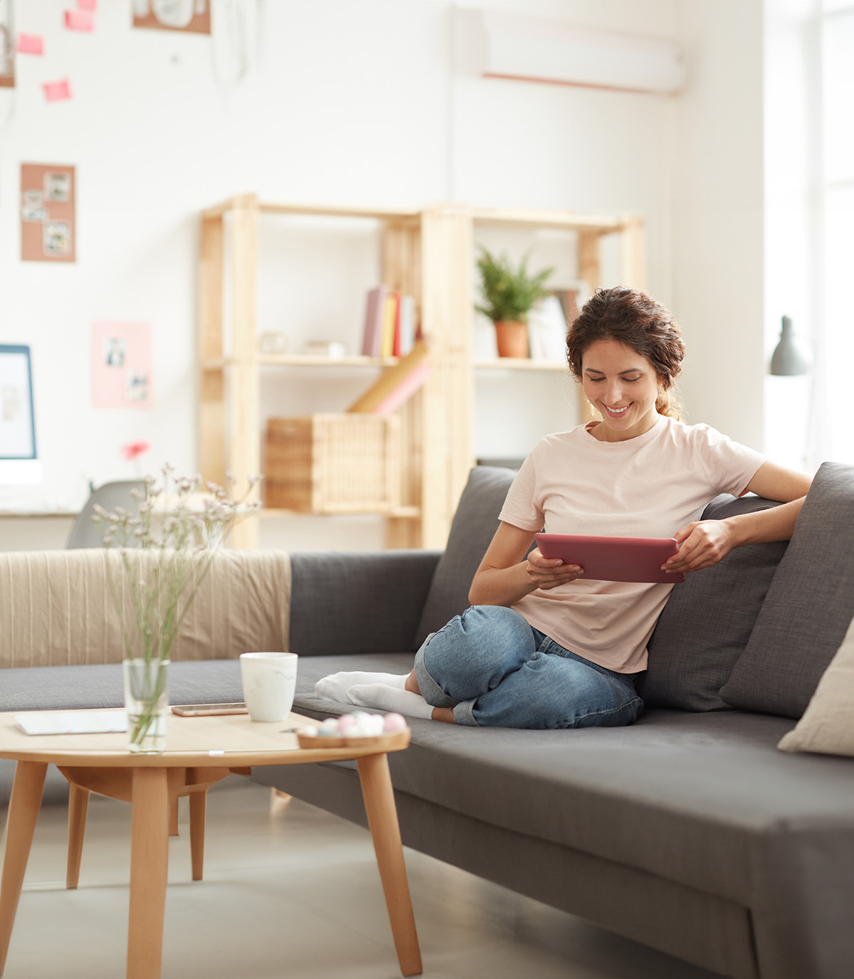 Woman taking online course